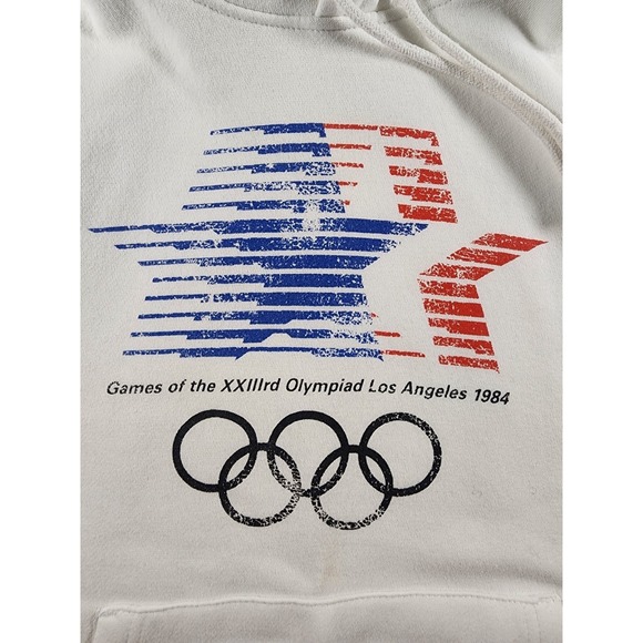 Heritage 1984 Los Angeles Olympics Hoodie White Graphic Sweatshirt Mens Medium - Picture 5 of 8